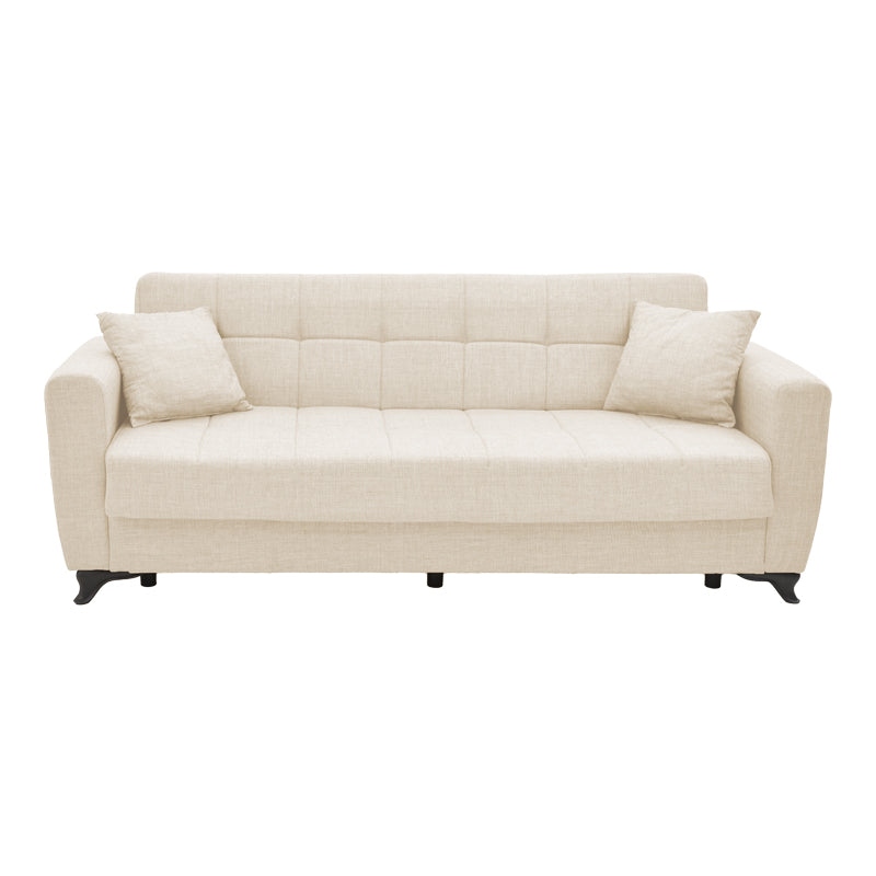 Canapea extensibila cu spatiu de depozitare Modesto, crem, 215x85x80 cm