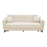 Canapea extensibila cu spatiu de depozitare Modesto, crem, 215x85x80 cm