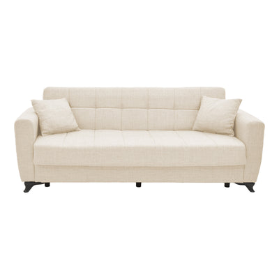 Canapea extensibila cu spatiu de depozitare Modesto, crem, 215x85x80 cm, imagine suplimentara