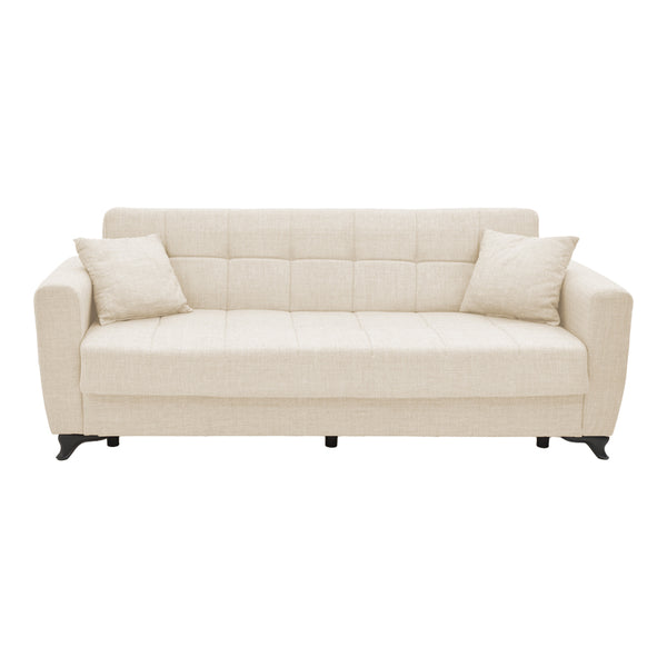 Canapea extensibila cu spatiu de depozitare Modesto, crem, 215x85x80 cm