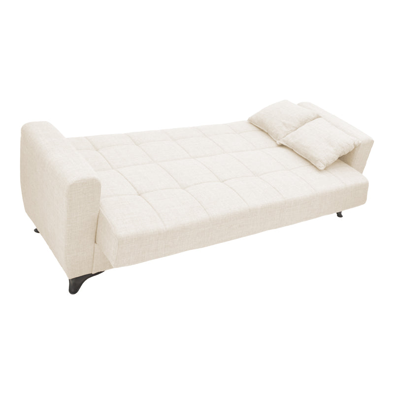 Canapea extensibila cu spatiu de depozitare Modesto, crem, 215x85x80 cm