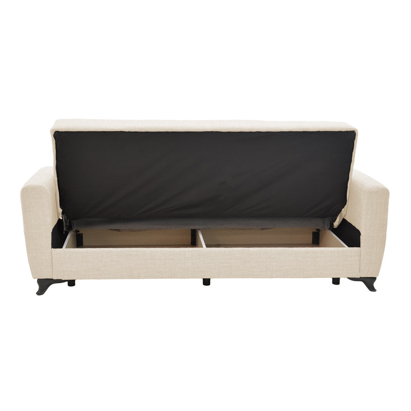 Canapea extensibila cu spatiu de depozitare Modesto, crem, 215x85x80 cm