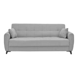 Canapea extensibila cu trei locuri Lincoln cu spatiu de depozitare tesatura Gri, deschis, 225x85x90 cm