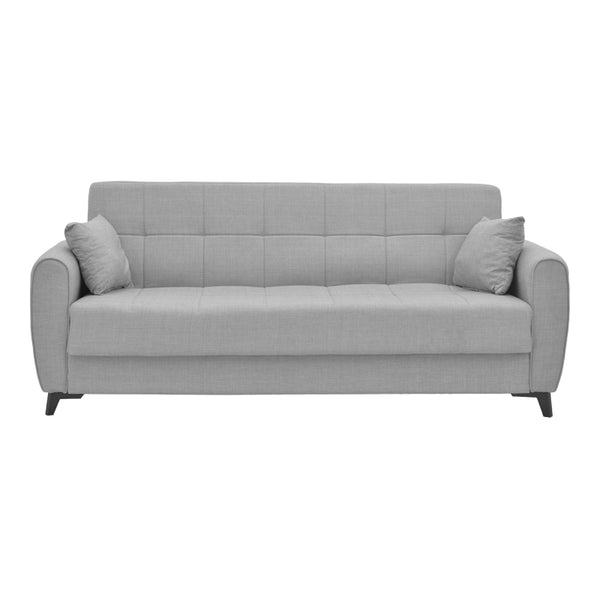 Canapea extensibila cu trei locuri Lincoln cu spatiu de depozitare tesatura Gri, deschis, 225x85x90 cm