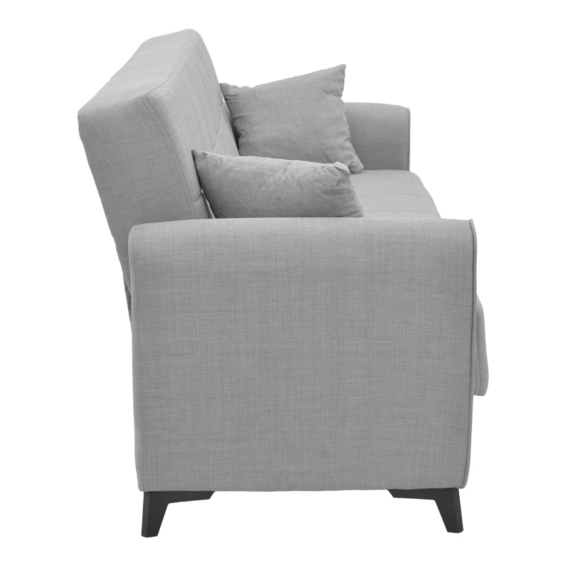 Canapea extensibila cu trei locuri Lincoln cu spatiu de depozitare tesatura Gri, deschis, 225x85x90 cm, detaliu produs