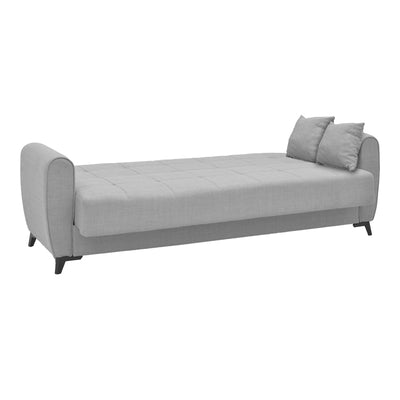 Canapea extensibila cu trei locuri Lincoln cu spatiu de depozitare tesatura Gri, deschis, 225x85x90 cm, perspectiva suplimentara