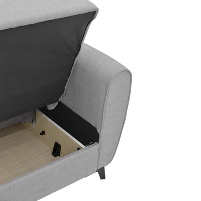Canapea extensibila cu trei locuri Lincoln cu spatiu de depozitare tesatura Gri, deschis, 225x85x90 cm, foto produs 6