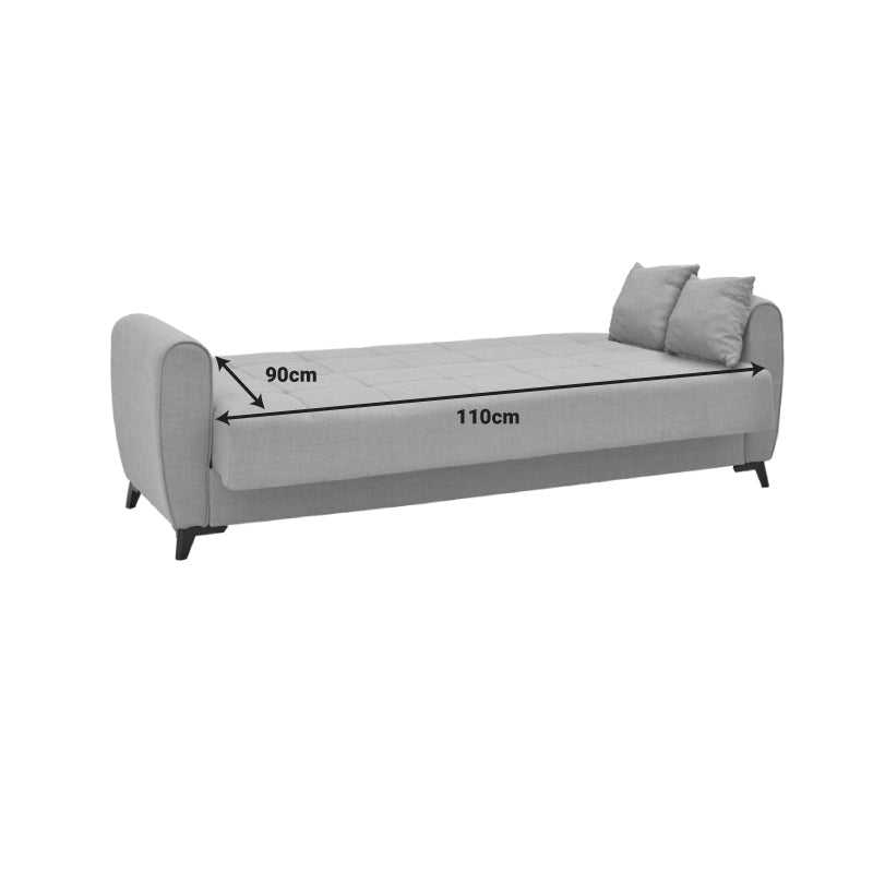 Canapea extensibila cu trei locuri Lincoln cu spatiu de depozitare tesatura Gri, deschis, 225x85x90 cm, foto produs 8