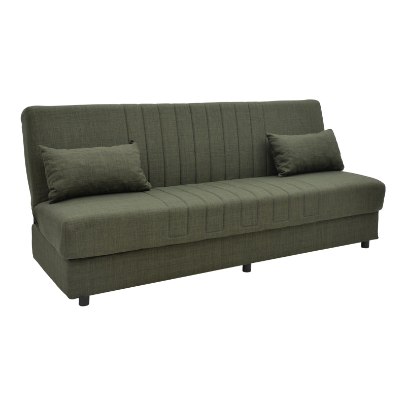 Canapea extensibila cu 3 locuri Romina cu spatiu de depozitare, 190x85x90 cm - Verde