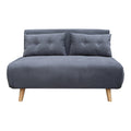 Canapea extensibila doua locuri Josuane, catifea antracit, picioare din lemn, Natural, 122x80x81 cm, perspectiva suplimentara