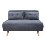 Canapea extensibila doua locuri Josuane, catifea antracit, picioare din lemn, Natural, 122x80x81 cm