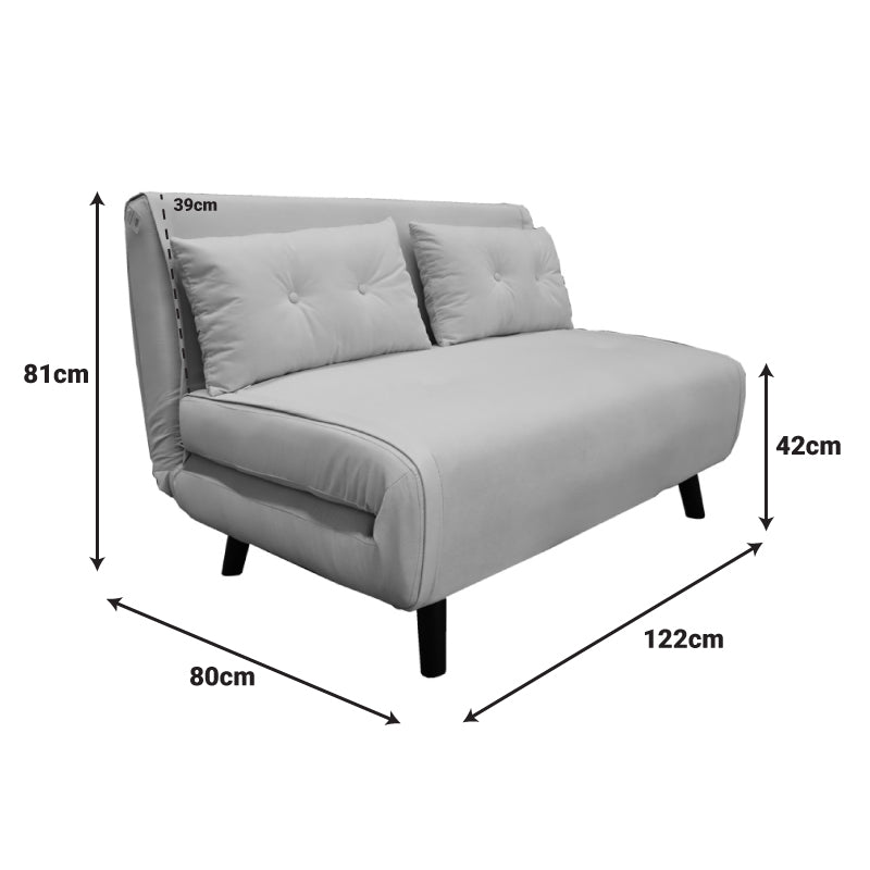 Canapea extensibila doua locuri Josuane, catifea antracit, picioare din lemn, Natural, 122x80x81 cm