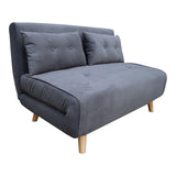 Canapea extensibila doua locuri Josuane, catifea antracit, picioare din lemn, Natural, 122x80x81 cm