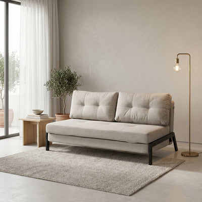 Canapea extensibila Fancy, Stofa, Bej, 150x98x70 cm