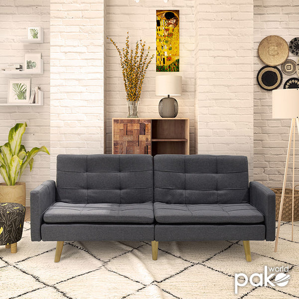 Canapea extensibila Flexy 3 locuri, Gri inchis, 198x87x76 cm