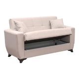 Canapea extensibila Modesto, 2 locuri, cu spatiu de depozitare, Stofa, 155x84x83 cm - Bej