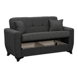 Canapea extensibila Modesto, 2 locuri, cu spatiu de depozitare, Stofa, 155x84x83 cm - Gri