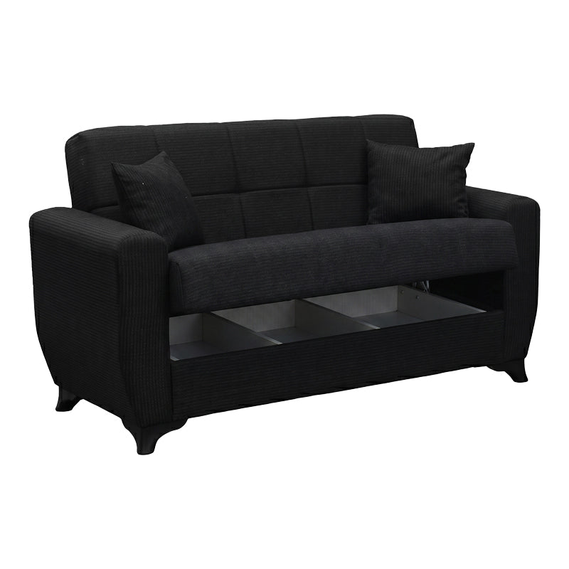 Canapea extensibila Modesto, 2 locuri, cu spatiu de depozitare, Stofa, 155x84x83 cm - Antracit