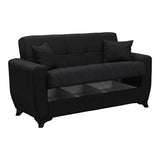 Canapea extensibila Modesto, 2 locuri, cu spatiu de depozitare, Stofa, 155x84x83 cm - Antracit