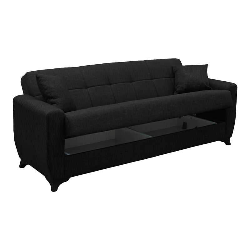 Canapea extensibila Modesto, 3 locuri, cu spatiu de depozitare, Stofa, 215x84x83 cm - Antracit