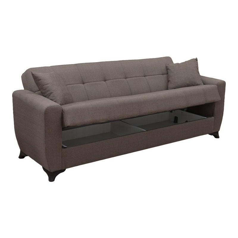 Canapea extensibila Modesto, 3 locuri, cu spatiu de depozitare, Stofa, 215x84x83 cm - Maro