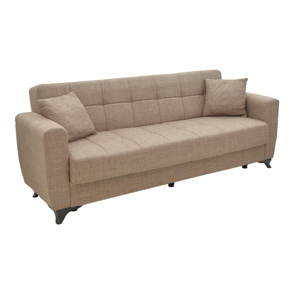 Canapea extensibila Modesto cu 3 locuri si lada de depozitare, Bej, 215x85x80 cm