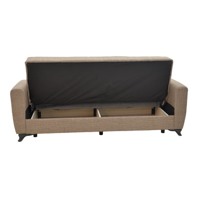 Canapea extensibila Modesto cu 3 locuri si lada de depozitare, Bej, 215x85x80 cm, foto produs