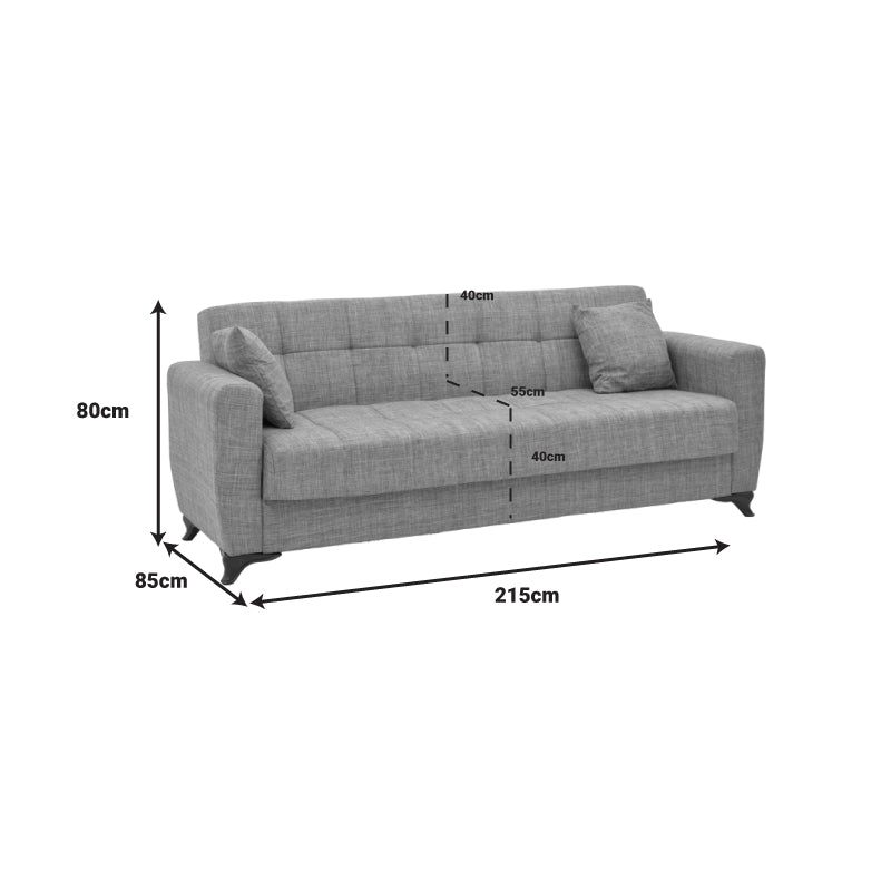Canapea extensibila Modesto cu 3 locuri si lada de depozitare, Bej, 215x85x80 cm, foto produs 7
