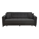 Canapea extensibila Modesto cu 3 locuri si lada de depozitare, Negru, 215x85x80 cm