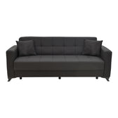 Canapea extensibila Modesto cu 3 locuri si lada de depozitare, Negru, 215x85x80 cm, imagine suplimentara