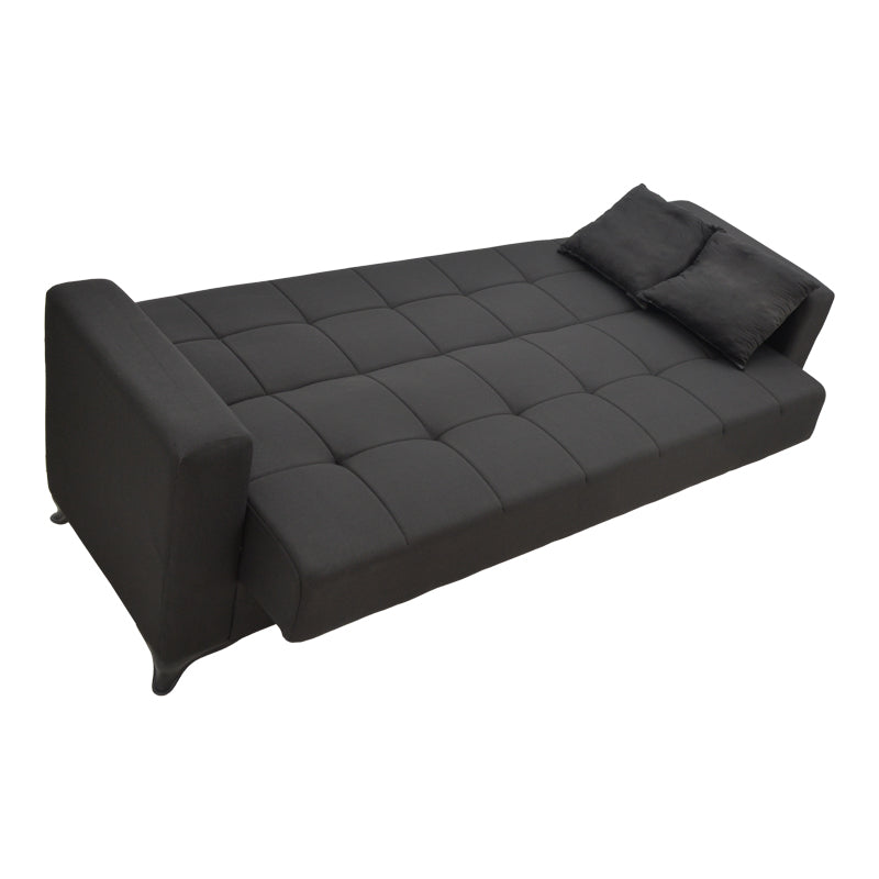Canapea extensibila Modesto cu 3 locuri si lada de depozitare, Negru, 215x85x80 cm, detaliu produs
