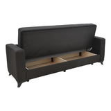 Canapea extensibila Modesto cu 3 locuri si lada de depozitare, Negru, 215x85x80 cm