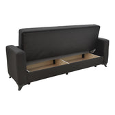 Canapea extensibila Modesto cu 3 locuri si lada de depozitare, Negru, 215x85x80 cm, perspectiva suplimentara