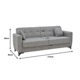 Canapea extensibila Modesto cu 3 locuri si lada de depozitare, Negru, 215x85x80 cm