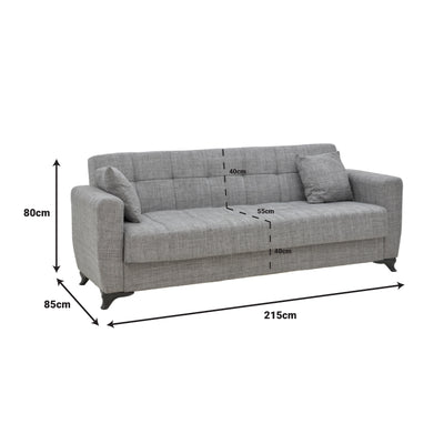 Canapea extensibila Modesto cu 3 locuri si lada de depozitare, Negru, 215x85x80 cm, foto produs