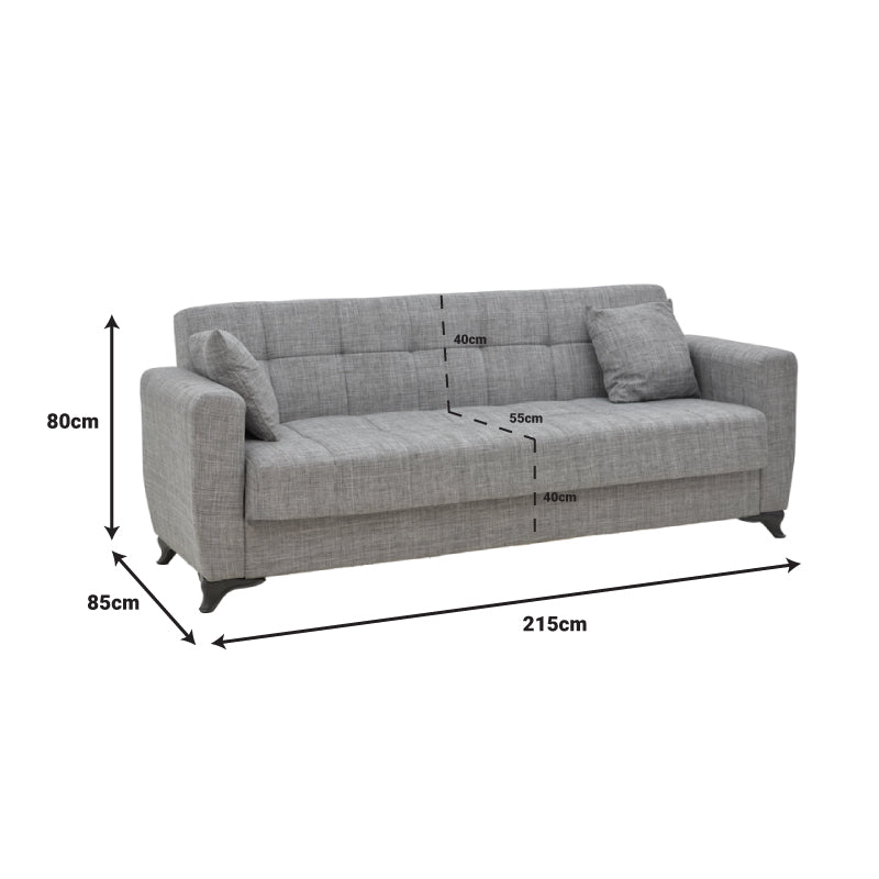 Canapea extensibila Modesto cu 3 locuri si lada de depozitare, Negru, 215x85x80 cm, foto produs