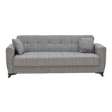 Canapea extensibila Modesto cu trei locuri cu spatiu de depozitare tesatura, Gri, 215x85x80 cm