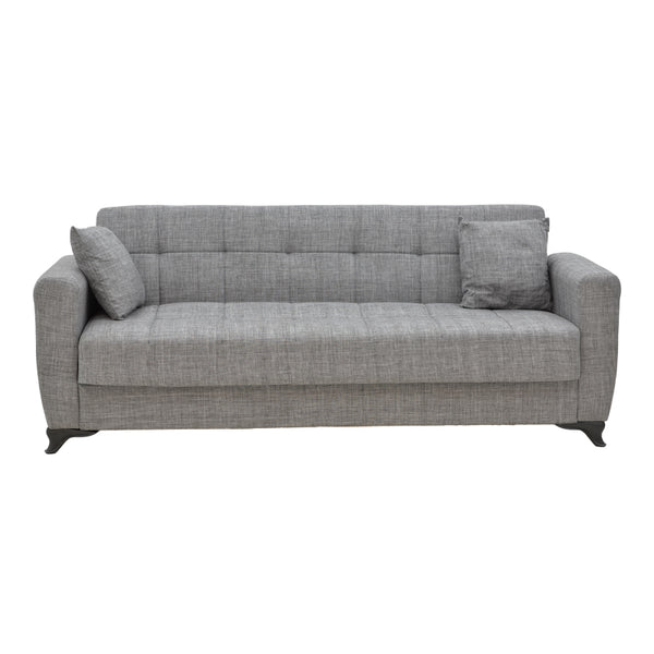 Canapea extensibila Modesto cu trei locuri cu spatiu de depozitare tesatura, Gri, 215x85x80 cm