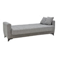 Canapea extensibila Modesto cu trei locuri cu spatiu de depozitare tesatura, Gri, 215x85x80 cm, perspectiva suplimentara
