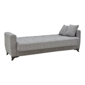 Canapea extensibila Modesto cu trei locuri cu spatiu de depozitare tesatura, Gri, 215x85x80 cm, perspectiva suplimentara