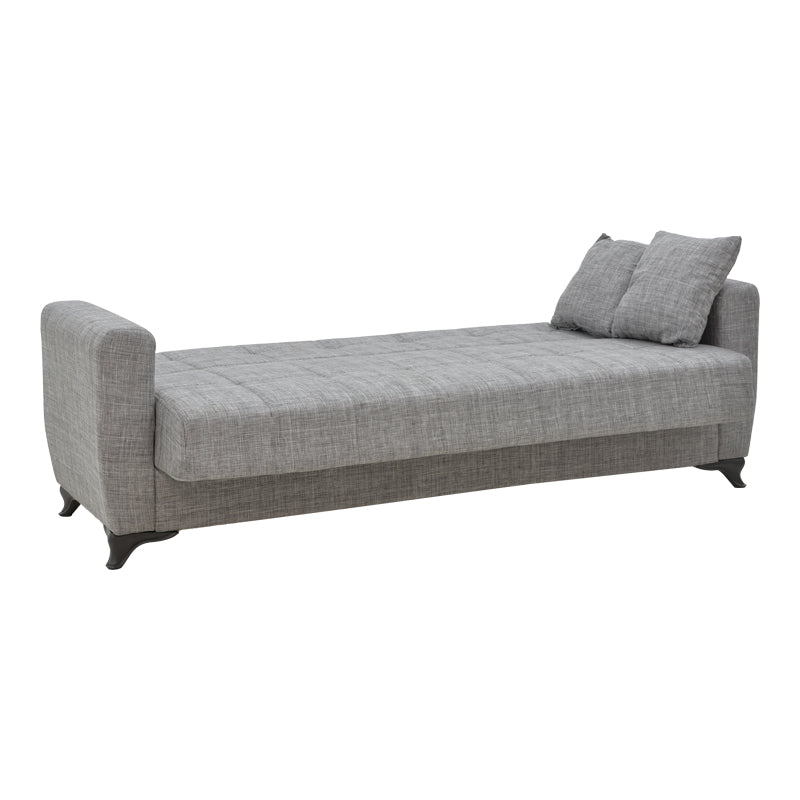 Canapea extensibila Modesto cu trei locuri cu spatiu de depozitare tesatura, Gri, 215x85x80 cm, perspectiva suplimentara