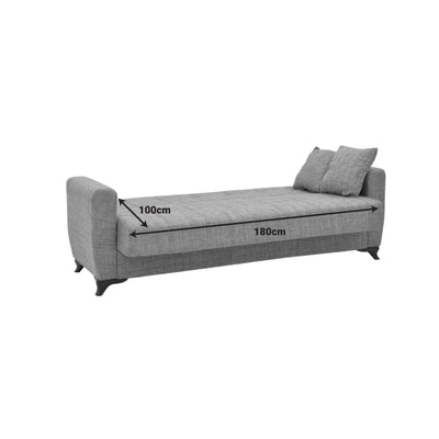 Canapea extensibila Modesto cu trei locuri cu spatiu de depozitare tesatura, Gri, 215x85x80 cm, foto produs 8