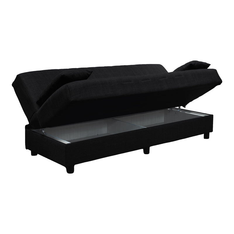 Canapea extensibila Romina, 3 locuri, cu spatiu de depozitare, Stofa, 180x75x85 cm - Antracit