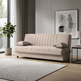 Canapea extensibila Romina, 3 locuri, cu spatiu de depozitare, Stofa, 180x75x85 cm - Bej