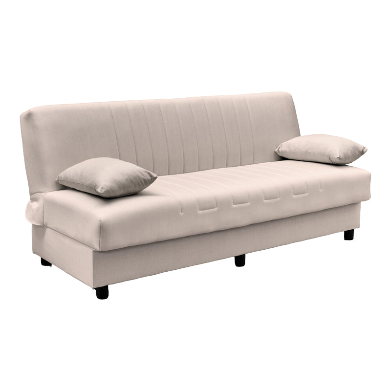 Canapea extensibila Romina, 3 locuri, cu spatiu de depozitare, Stofa, 180x75x85 cm - Bej