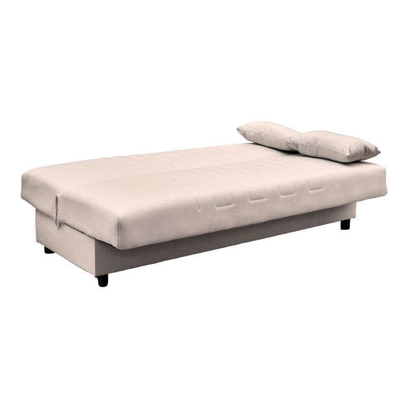 Canapea extensibila Romina, 3 locuri, cu spatiu de depozitare, Stofa, 180x75x85 cm - Bej