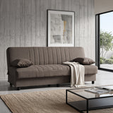 Canapea extensibila Romina, 3 locuri, cu spatiu de depozitare, Stofa, 180x75x85 cm - Maro