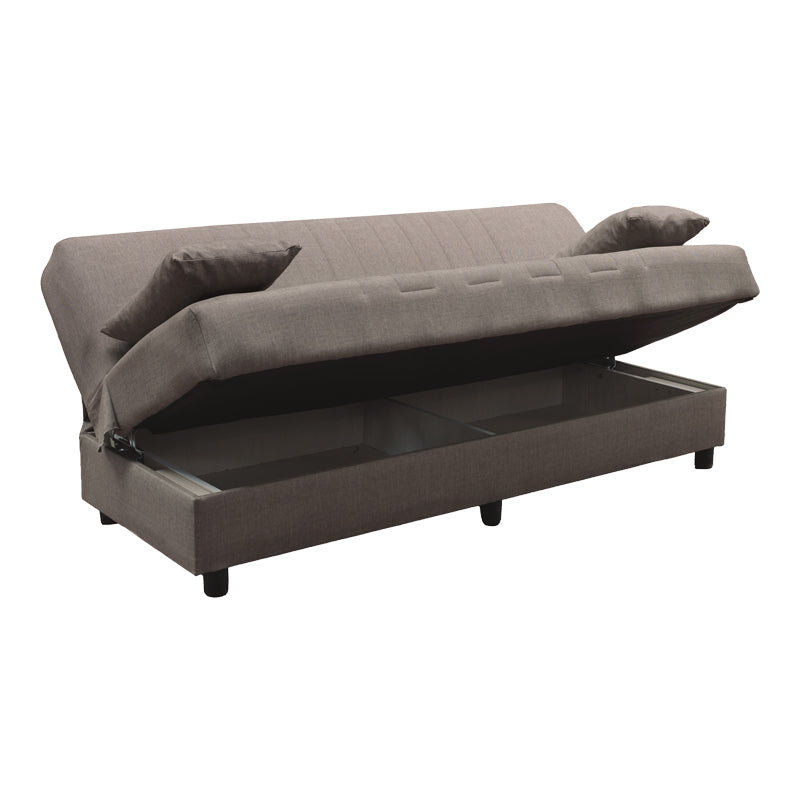 Canapea extensibila Romina, 3 locuri, cu spatiu de depozitare, Stofa, 180x75x85 cm - Maro