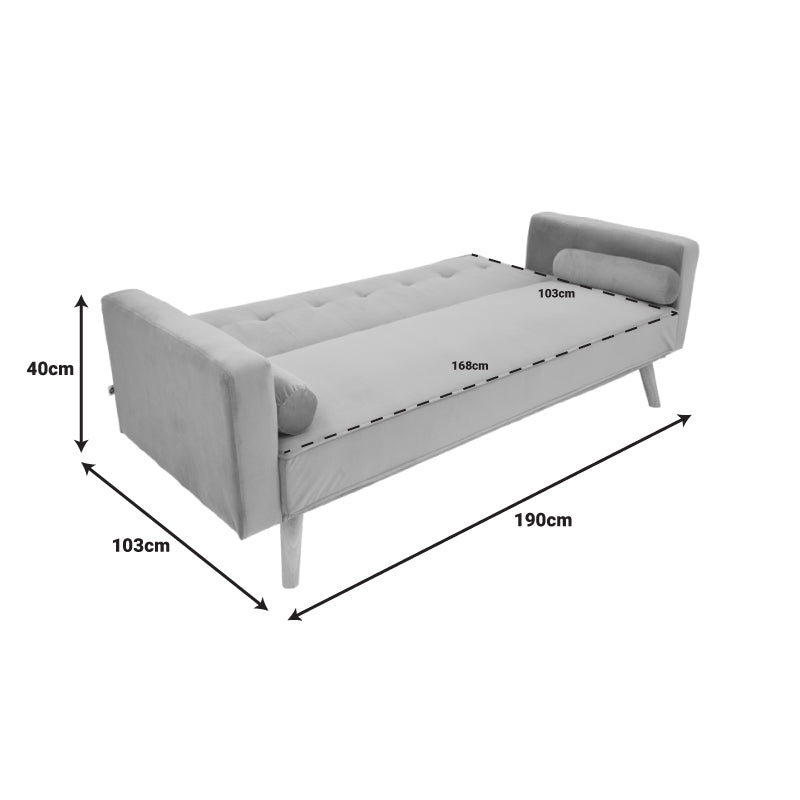Canapea extensibila Success tesatura catifea 3 locuri, antracit, 190x80x84 cm - Antracit