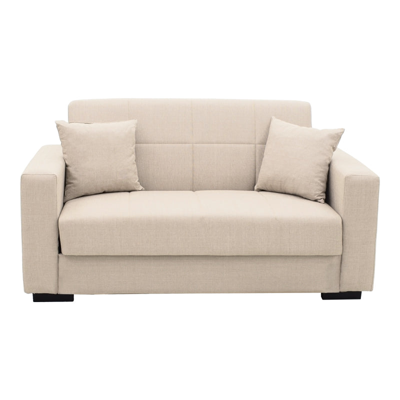 Canapea extensibila Vox, 2 locuri, cu spatiu de depozitare, Stofa, 150x84x83 cm - Bej